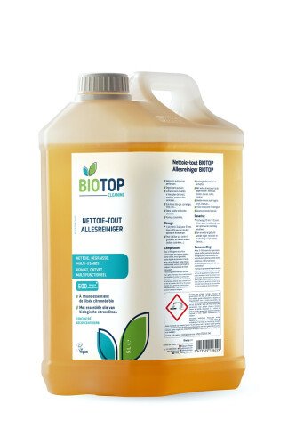 Nettoie-tout concentré à l'huile essentielle de litsée citronnée bio 5L (Biotop), 3 prix : le tarif conscient