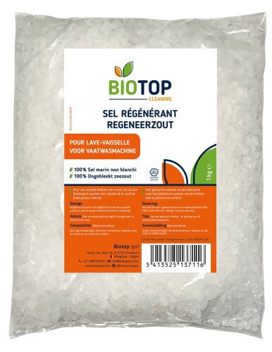 Sel régénerant au sel marin, pour lave-vaisselle - 10kg (Biotop)