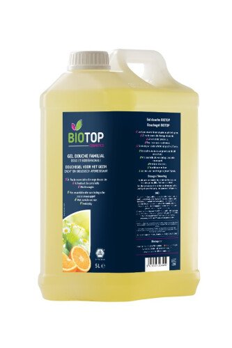 Gel douche à l'huile essentielle d'orange bio et à l'extrait de camomille 5 L